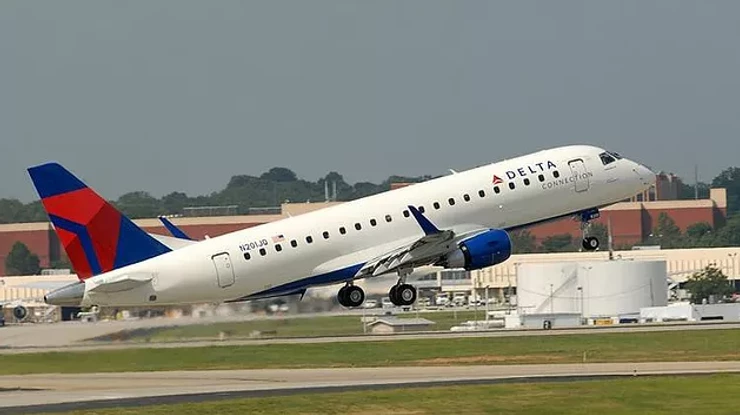 Delta airplane taking off