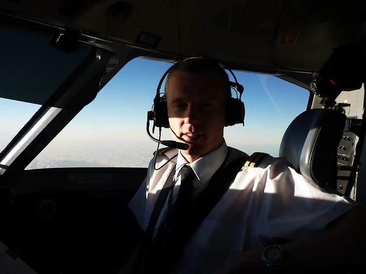 Pilot posing for picture
