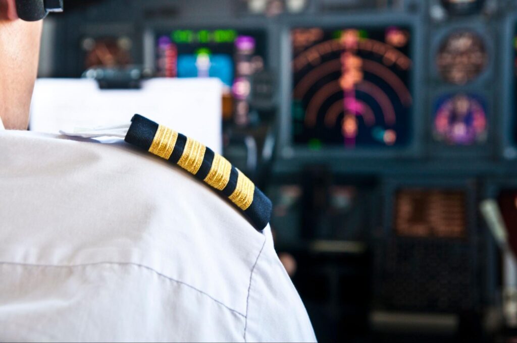 Captain epaulet - shoulder of a jet airliner pilot.