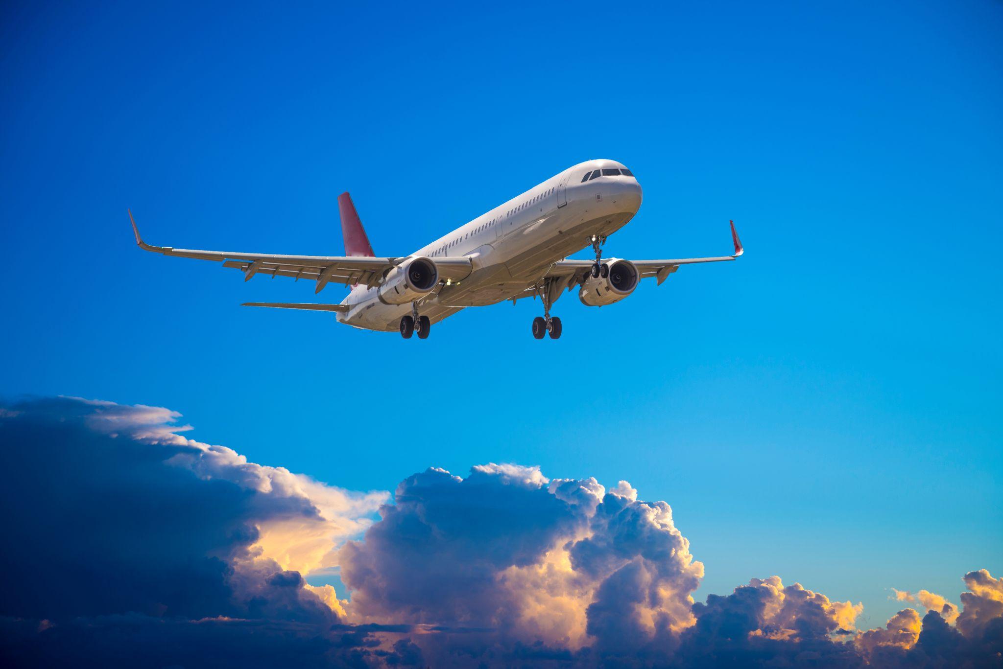 Airbus A-320 with beautiful sky.