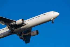 B737-300 in the sky.