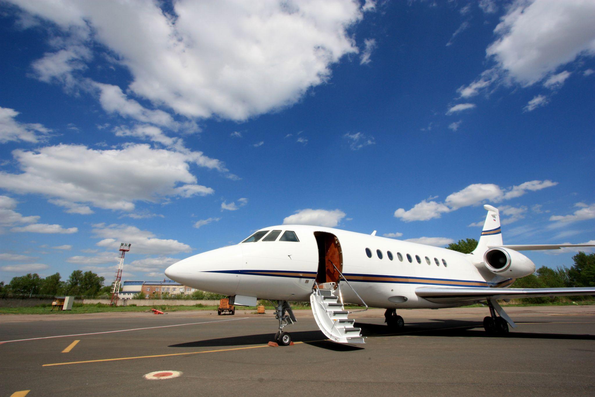 Business jet waiting for passengers.