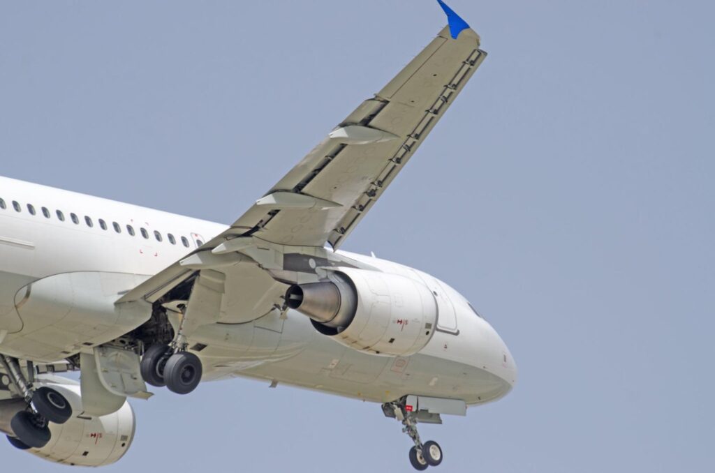 Airbus A320 in sky.